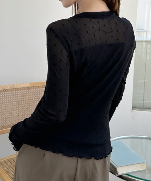 Ada.(エイダ)の「ピンドット柄 メロウフリル シアー カットソー(Tシャツ/カットソー・レディース・ベージュ/ホワイト/ブラック・FREE)」の15枚目の写真