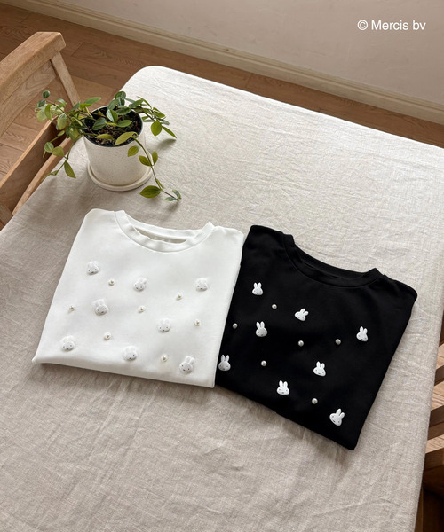 MIIA(ミーア)の「miffy ジュエルパールTシャツ(Tシャツ/カットソー・レディース・ブラック/オフホワイト・FREE)」の14枚目の写真