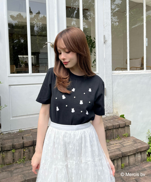 MIIA(ミーア)の「miffy ジュエルパールTシャツ(Tシャツ/カットソー・レディース・ブラック/オフホワイト・FREE)」の10枚目の写真