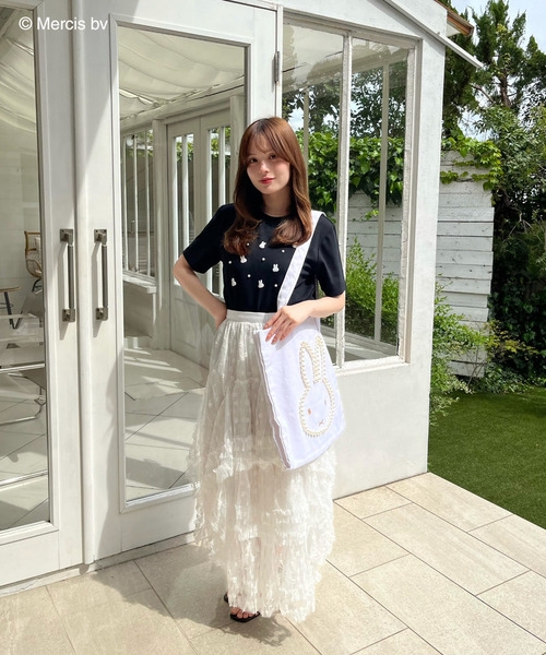 MIIA(ミーア)の「miffy ジュエルパールTシャツ(Tシャツ/カットソー・レディース・ブラック/オフホワイト・FREE)」の3枚目の写真