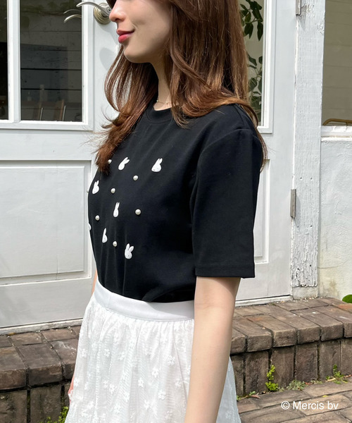 MIIA(ミーア)の「miffy ジュエルパールTシャツ(Tシャツ/カットソー・レディース・ブラック/オフホワイト・FREE)」の6枚目の写真