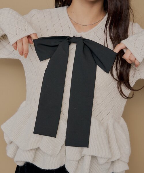 Chico（チコ）の「＼アイボリー再入荷／リボンティアードペプラムカーディガン（カーディガン/ボレロ・レディース・アイボリー/グレー/ピンクベージュ/ブラック・FREE）」の13枚目の写真