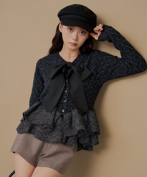 Chico（チコ）の「＼アイボリー再入荷／リボンティアードペプラムカーディガン（カーディガン/ボレロ・レディース・アイボリー/グレー/ピンクベージュ/ブラック・FREE）」の20枚目の写真