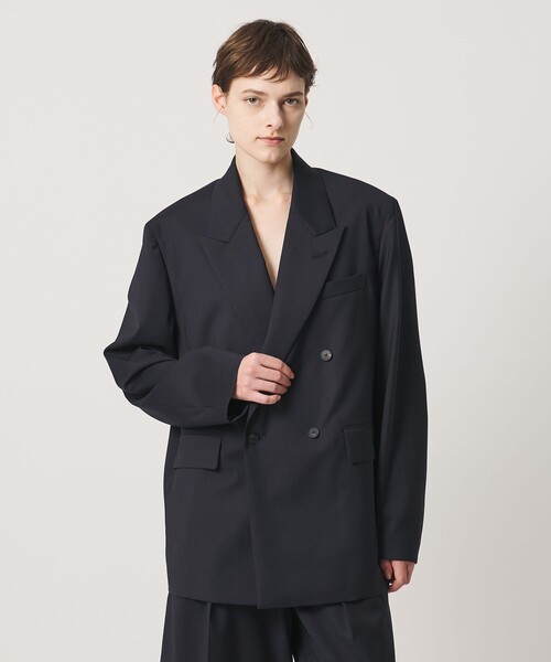LOEFF(ロエフ)の「<LOEFF>ポプリン ボックス ジャケット(テーラードジャケット・レディース・ベージュ/ネイビー・0/1)」の2枚目の写真
