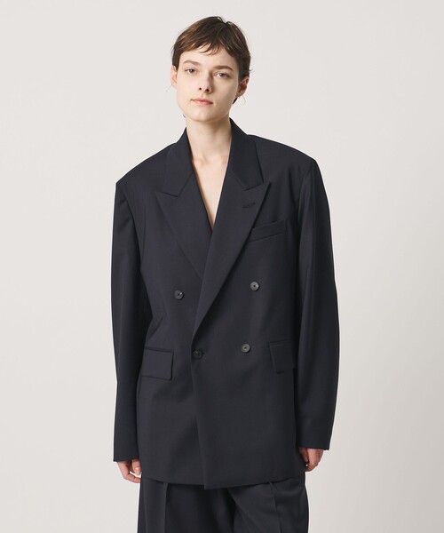 LOEFF(ロエフ)の「<LOEFF>ポプリン ボックス ジャケット(テーラードジャケット・レディース・ベージュ/ネイビー・0/1)」の5枚目の写真
