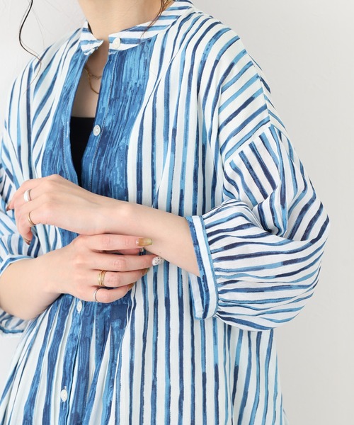 KILKI(キルキー)の「kilki 総柄バンドカラーロングワンピース 半端袖(ワンピース・レディース・レッド系/ブルー系・FREE)」の5枚目の写真