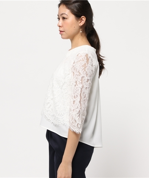 Discoat Parisien（ディスコートパリシアン）の「ラッセルレーススカラップブラウス（シャツ/ブラウス・レディース・オフホワイト/ブラック・ﾌﾘ-）」の7枚目の写真