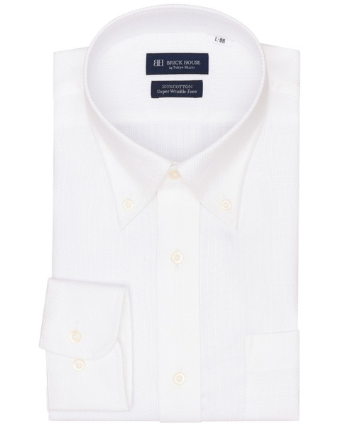 TOKYO SHIRTS(トウキョウシャツ)の「【超形態安定】 形態安定ノンアイロン ボタンダウン 長袖ビジネスワイシャツ(ビジネスシャツ・メンズ・ホワイト・首回り43cm-裄丈86cm/首回り42cm-裄丈82cm/首回り43cm-裄丈82cm/首回り42cm-裄丈86cm/首回り41cm-裄丈86cm/首回り39cm-裄丈84cm/首回り39cm-裄丈80cm/首回り41cm-裄丈82cm/首回り37cm-裄丈80cm/首回り37cm-裄丈84cm)」の1枚目の写真