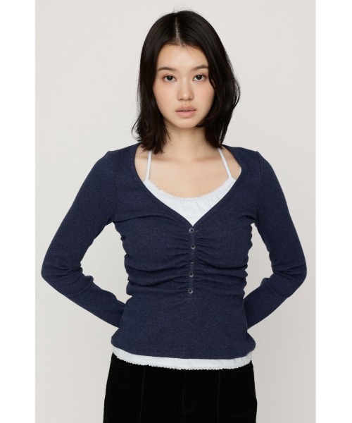 SLY（スライ）の「【大人気アイテムがWEB限定で再入荷！】LAYERED LIKE CUT TOPS レイヤードライクカットトップス 秋服（Tシャツ/カットソー・レディース・ネイビー/アイボリー/ライトブラック/ライトピンク・FREE）」の18枚目の写真