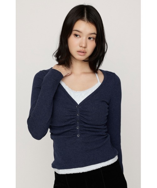 SLY（スライ）の「【大人気アイテムがWEB限定で再入荷！】LAYERED LIKE CUT TOPS レイヤードライクカットトップス 秋服（Tシャツ/カットソー・レディース・ネイビー/アイボリー/ライトブラック/ライトピンク・FREE）」の21枚目の写真