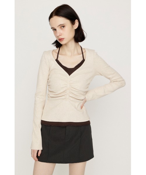SLY（スライ）の「【大人気アイテムがWEB限定で再入荷！】LAYERED LIKE CUT TOPS レイヤードライクカットトップス 秋服（Tシャツ/カットソー・レディース・ネイビー/アイボリー/ライトブラック/ライトピンク・FREE）」の5枚目の写真