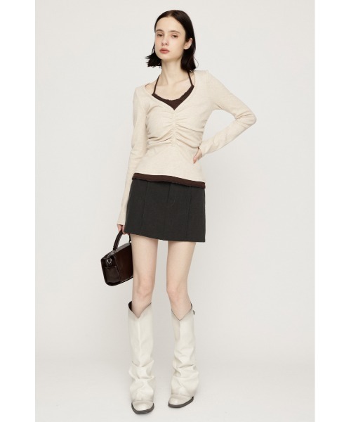 SLY（スライ）の「【大人気アイテムがWEB限定で再入荷！】LAYERED LIKE CUT TOPS レイヤードライクカットトップス 秋服（Tシャツ/カットソー・レディース・ネイビー/アイボリー/ライトブラック/ライトピンク・FREE）」の6枚目の写真