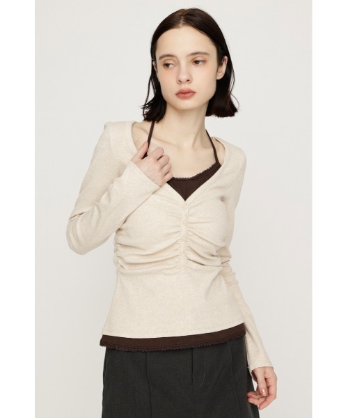 SLY（スライ）の「【大人気アイテムがWEB限定で再入荷！】LAYERED LIKE CUT TOPS レイヤードライクカットトップス 秋服（Tシャツ/カットソー・レディース・ネイビー/アイボリー/ライトブラック/ライトピンク・FREE）」の7枚目の写真