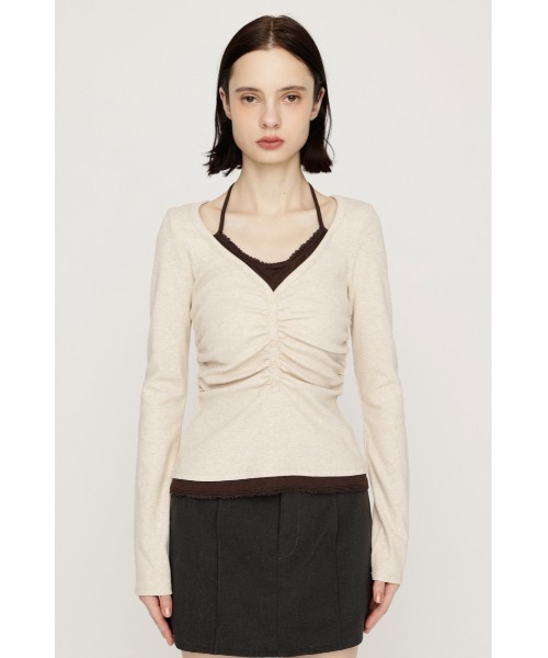 SLY（スライ）の「【大人気アイテムがWEB限定で再入荷！】LAYERED LIKE CUT TOPS レイヤードライクカットトップス 秋服（Tシャツ/カットソー・レディース・ネイビー/アイボリー/ライトブラック/ライトピンク・FREE）」の8枚目の写真