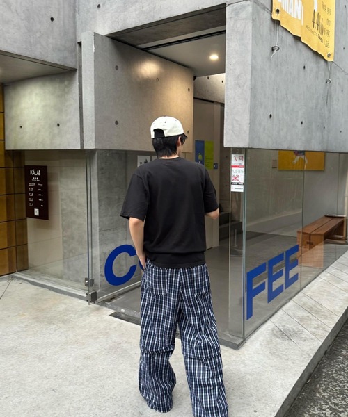 ampm(エーエムピーエム)の「韓国ストリート チェック柄 ワイドパンツ オーバーサイズ 膝切替脱着(その他パンツ・メンズ・ネイビー・LARGE/MEDIUM/SMALL)」の4枚目の写真