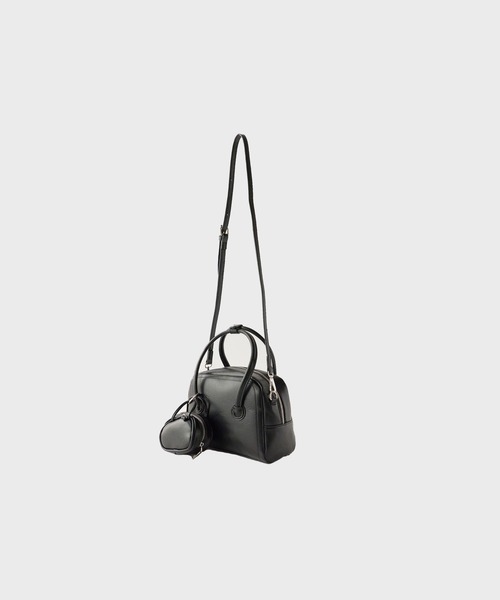 UNSTOA(アンストア)の「Compact Size with Mini Pouch Faux Leather 2-Way Handbag 秋服 冬服(ハンドバッグ・レディース・ブラック・FREE)」の5枚目の写真