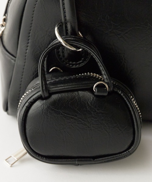 UNSTOA(アンストア)の「Compact Size with Mini Pouch Faux Leather 2-Way Handbag 秋服 冬服(ハンドバッグ・レディース・ブラック・FREE)」の11枚目の写真