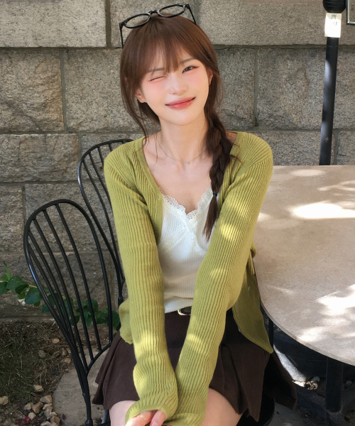MIND BRIDGE WOMEN（マインドブリッジウーマン）の「[W]ウール混紡 vneck リブカーディガン - 2color（カーディガン/ボレロ・レディース・ライトグレー/オリーブ・SMALL/MEDIUM）」の7枚目の写真