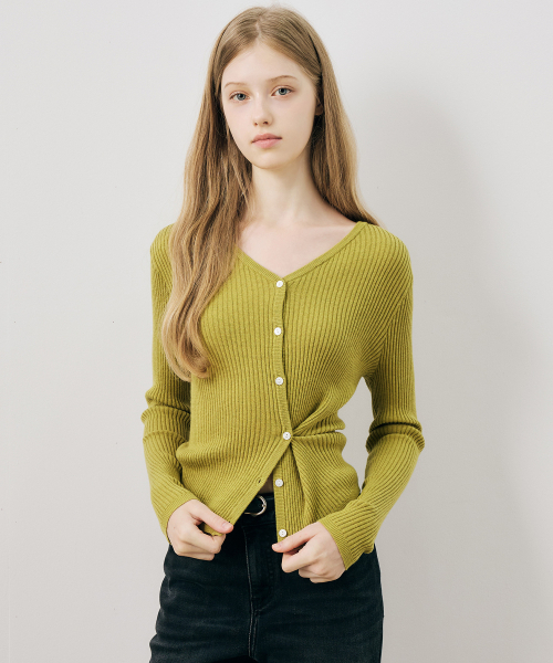 MIND BRIDGE WOMEN（マインドブリッジウーマン）の「[W]ウール混紡 vneck リブカーディガン - 2color（カーディガン/ボレロ・レディース・ライトグレー/オリーブ・SMALL/MEDIUM）」の10枚目の写真