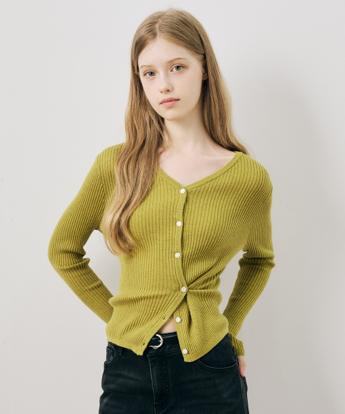 MIND BRIDGE WOMEN（マインドブリッジウーマン）の「[W]ウール混紡 vneck リブカーディガン - 2color（カーディガン/ボレロ・レディース・ライトグレー/オリーブ・SMALL/MEDIUM）」の11枚目の写真