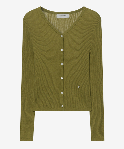 MIND BRIDGE WOMEN（マインドブリッジウーマン）の「[W]ウール混紡 vneck リブカーディガン - 2color（カーディガン/ボレロ・レディース・ライトグレー/オリーブ・SMALL/MEDIUM）」の13枚目の写真