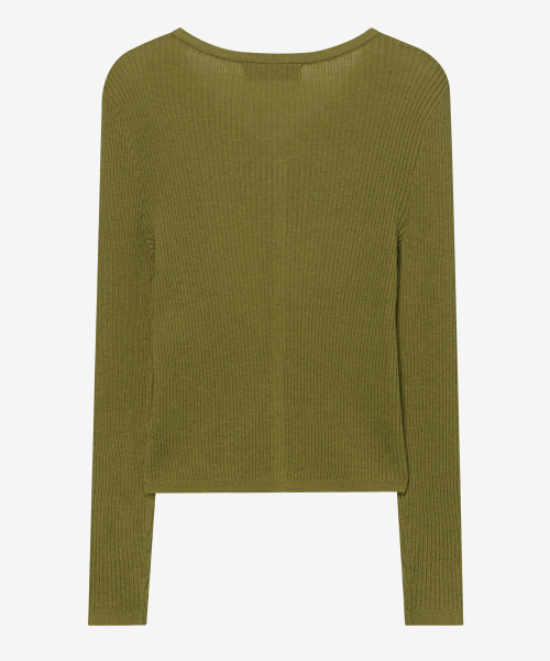 MIND BRIDGE WOMEN（マインドブリッジウーマン）の「[W]ウール混紡 vneck リブカーディガン - 2color（カーディガン/ボレロ・レディース・ライトグレー/オリーブ・SMALL/MEDIUM）」の12枚目の写真