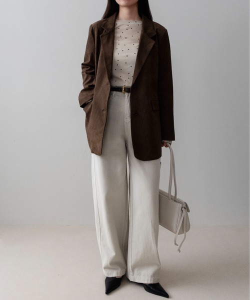 on:nue（オンニュ）の「【on:nue】フェイクスエードテーラードジャケット /26-27 AW COLLECTION（テーラードジャケット・レディース・ブラウン/カーキ・FREE）」の22枚目の写真