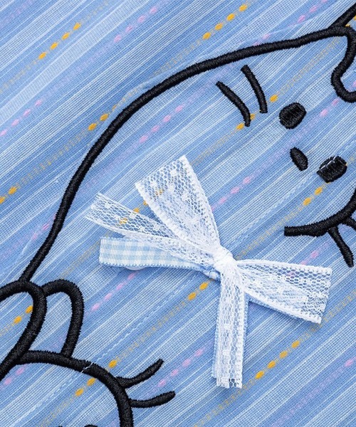 HOOK(フック)の「HOOK for girls 猫 刺繍 ストライプ オーバーシャツ ブラウス(シャツ/ブラウス・レディース・ブルー/イエロー・FREE)」の17枚目の写真