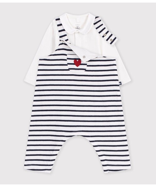 PETIT BATEAU(プチバトー)の「ベビー2点セット(ロンパース・キッズ・ホワイト×ネイビー・6MONTH/12MONTH/18MONTH)」の2枚目の写真
