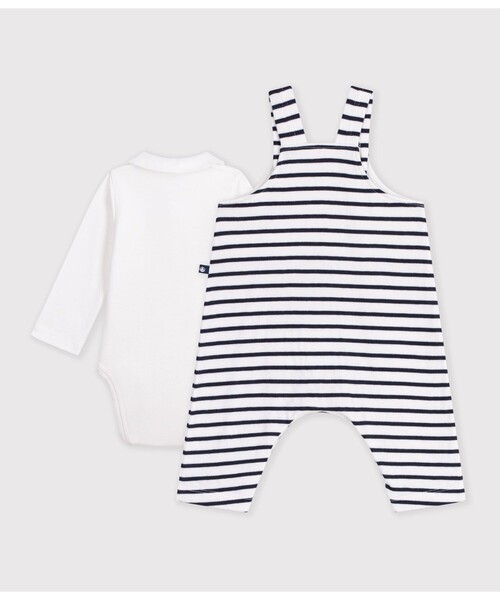 PETIT BATEAU(プチバトー)の「ベビー2点セット(ロンパース・キッズ・ホワイト×ネイビー・6MONTH/12MONTH/18MONTH)」の3枚目の写真