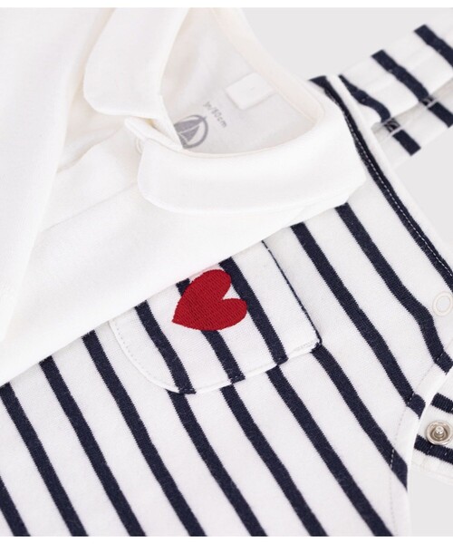 PETIT BATEAU(プチバトー)の「ベビー2点セット(ロンパース・キッズ・ホワイト×ネイビー・6MONTH/12MONTH/18MONTH)」の4枚目の写真