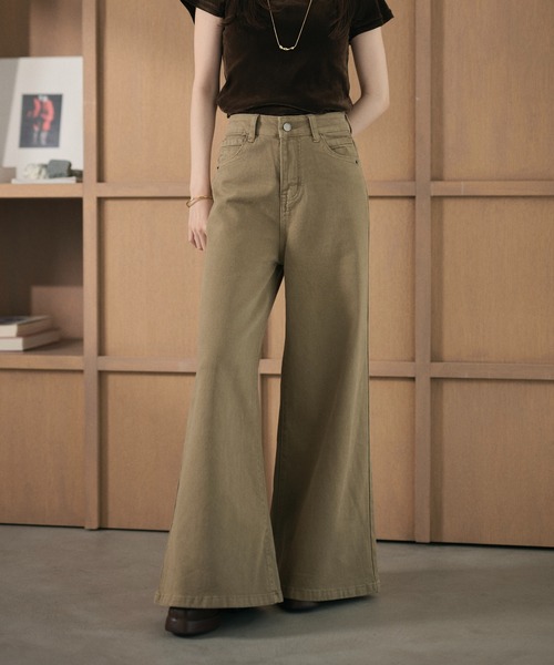 LAULEN(ローレン)の「nuance color flare wide pants /ニュアンスカラーフレアワイドパンツ(デニムパンツ・レディース・ブルー/グレー/ベージュ・M/S)」の18枚目の写真