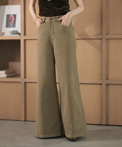 LAULEN(ローレン)の「nuance color flare wide pants /ニュアンスカラーフレアワイドパンツ(デニムパンツ・レディース・ブルー/グレー/ベージュ・M/S)」の19枚目の写真