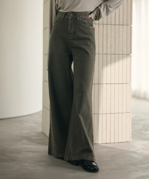 LAULEN(ローレン)の「nuance color flare wide pants /ニュアンスカラーフレアワイドパンツ(デニムパンツ・レディース・ブルー/グレー/ベージュ・M/S)」の9枚目の写真