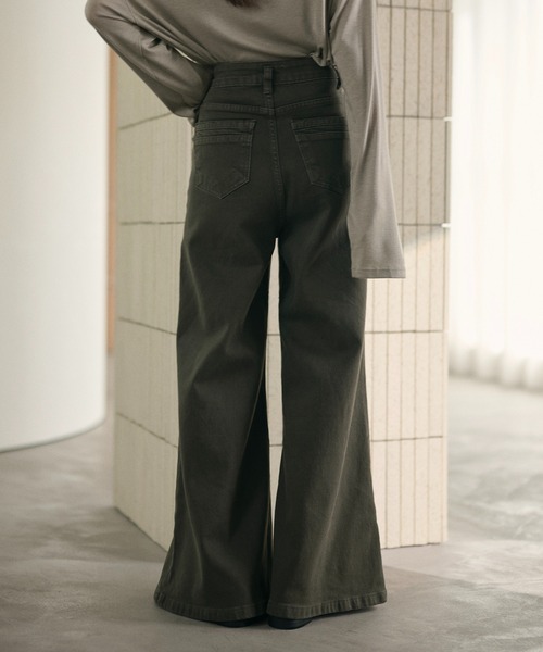 LAULEN(ローレン)の「nuance color flare wide pants /ニュアンスカラーフレアワイドパンツ(デニムパンツ・レディース・ブルー/グレー/ベージュ・M/S)」の7枚目の写真