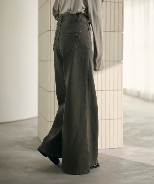 LAULEN(ローレン)の「nuance color flare wide pants /ニュアンスカラーフレアワイドパンツ(デニムパンツ・レディース・ブルー/グレー/ベージュ・M/S)」の8枚目の写真