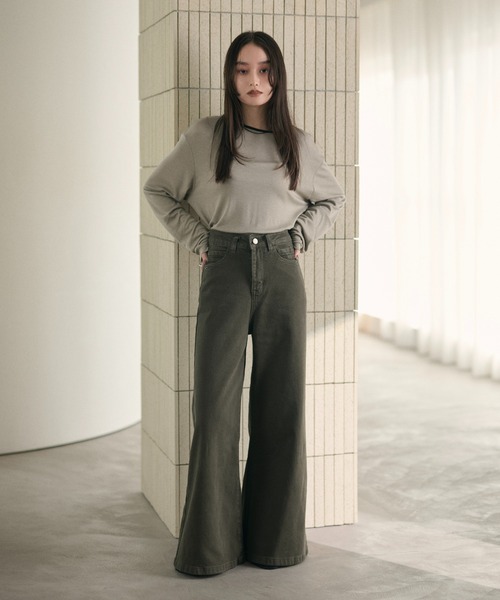 LAULEN(ローレン)の「nuance color flare wide pants /ニュアンスカラーフレアワイドパンツ(デニムパンツ・レディース・ブルー/グレー/ベージュ・M/S)」の10枚目の写真
