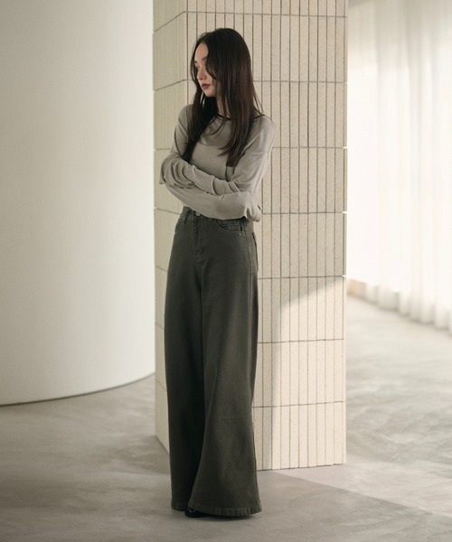 LAULEN(ローレン)の「nuance color flare wide pants /ニュアンスカラーフレアワイドパンツ(デニムパンツ・レディース・ブルー/グレー/ベージュ・M/S)」の11枚目の写真