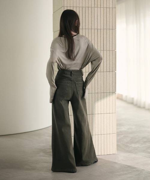 LAULEN(ローレン)の「nuance color flare wide pants /ニュアンスカラーフレアワイドパンツ(デニムパンツ・レディース・ブルー/グレー/ベージュ・M/S)」の12枚目の写真