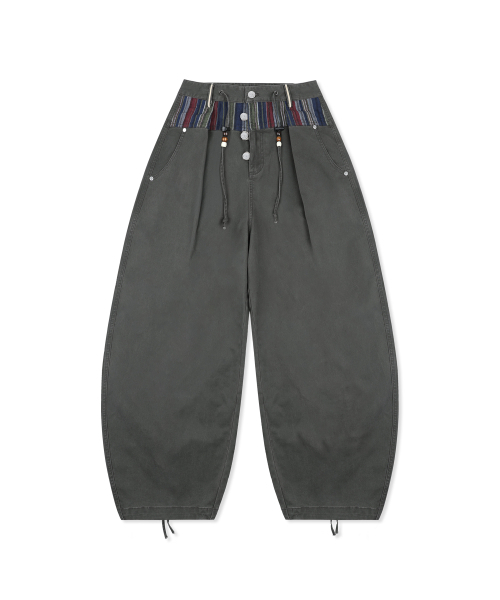 RuNaKi'Hu'(ルナキフ)の「WXP108 デデムシ ストライプ配色 バルーンパンツ(カーキ)(その他パンツ・レディース・その他・1/2/3)」の4枚目の写真
