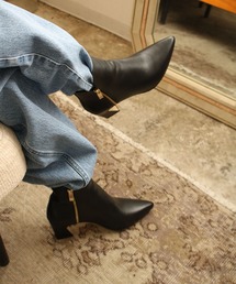 【ALL BLACK】カットショートブーツ