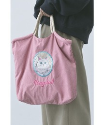 CAT EMBROIDERY TEXTURE TOTE BAG