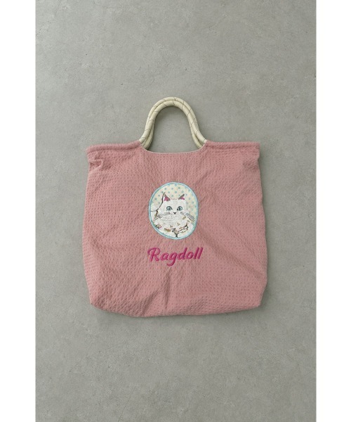 marjour(マージュール)の「CAT EMBROIDERY TEXTURE TOTE BAG(トートバッグ・レディース・グレー/ブラウン/ピンク/ブルー・FREE)」の6枚目の写真