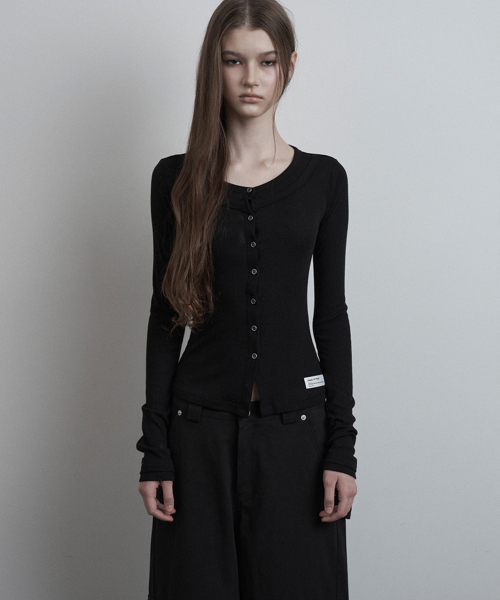 INEGI(イネギ)の「Silvery Layered Cardigan (black)(カーディガン/ボレロ・レディース・その他・ONE SIZE)」の1枚目の写真