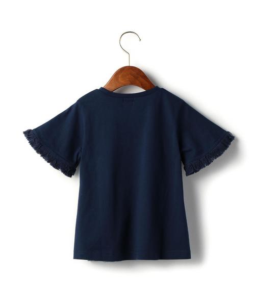 green label relaxing（グリーンレーベルリラクシング）の「■■■フリンジ キリカエ プルオーバー◆（Tシャツ/カットソー・キッズ・オフホワイト/ネイビー・105/125/135/115）」の3枚目の写真