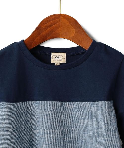 green label relaxing（グリーンレーベルリラクシング）の「■■■フリンジ キリカエ プルオーバー◆（Tシャツ/カットソー・キッズ・オフホワイト/ネイビー・105/125/135/115）」の4枚目の写真