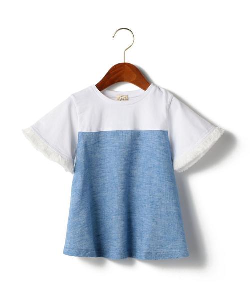 green label relaxing（グリーンレーベルリラクシング）の「■■■フリンジ キリカエ プルオーバー◆（Tシャツ/カットソー・キッズ・オフホワイト/ネイビー・105/125/135/115）」の10枚目の写真