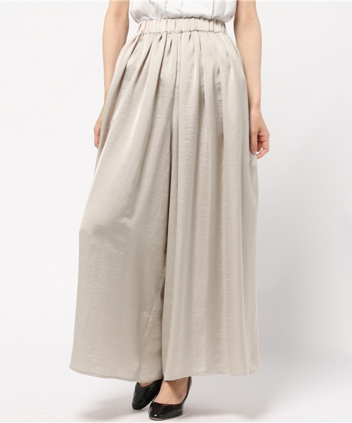 NATURAL BEAUTY BASIC（ナチュラルビューティーベーシック）の「ウィンテージサテンスカウチョ（その他パンツ・レディース・ベージュ/ネイビー・SMALL/MEDIUM）」の3枚目の写真