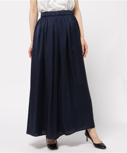 NATURAL BEAUTY BASIC（ナチュラルビューティーベーシック）の「ウィンテージサテンスカウチョ（その他パンツ・レディース・ベージュ/ネイビー・SMALL/MEDIUM）」の2枚目の写真