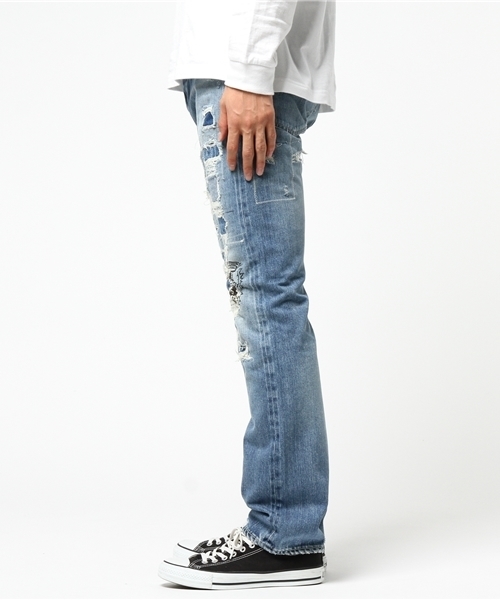 HYSTERIC GLAMOUR（ヒステリックグラマー）の「DAM/DR加工デニム スリムストレートPT（デニムパンツ・メンズ・インディゴブルー・28inch/29inch/30inch/31inch/32inch/34inch）」の2枚目の写真